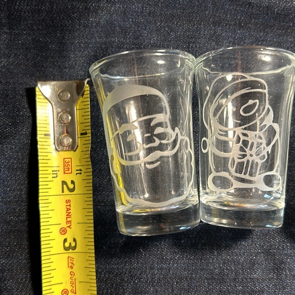 3/$25 Holiday Etched Shot Glasses. Set of 6 - Picture 2 of 4